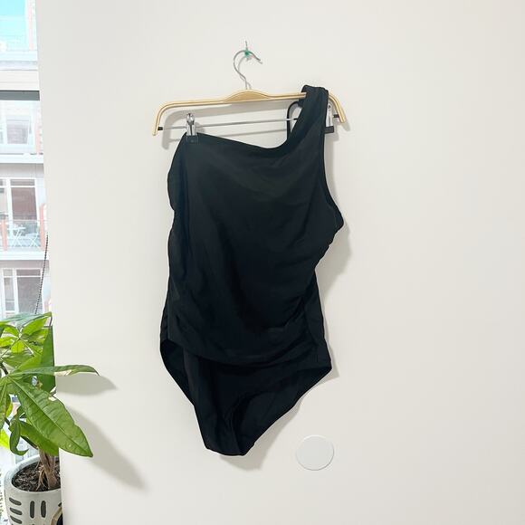 Kona Sol Black One Shoulder One Piece Bathing Suit Size Large - Picture 2 of 7